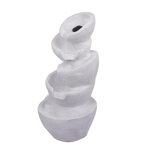 Shawshank Spiral Mini Water Fountain Resin Fiberglass Water Fountain for Home Office Living Room Dcor with LED Lights and Water Pump (White)