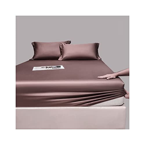 Satin Fitted Sheet 600 TC 100% Long-Staple Cotton Smooth and Soft Satin Bottom Fitted Sheet 15.74" Deep Pocket Bed Sheet Twin Twin XL Full Queen King 1 Piece