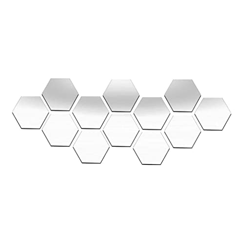 ATORSE® 12X 3D Hexagon Wall Stickers Mirror Acrylic DIY Home Decor Silver 40X23Mm