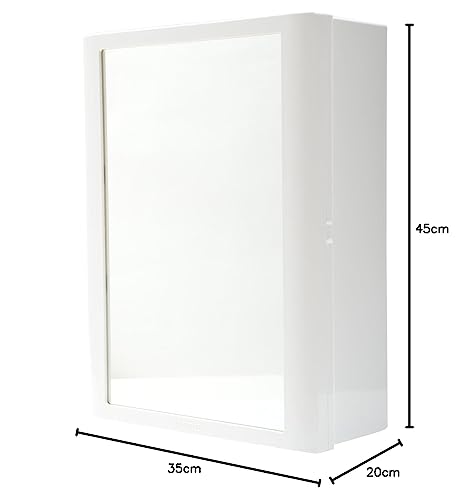 WATERTEC Polymer Bathroom Cabinet with Mirror (35 mc x 20 cm x 45 cm, White)