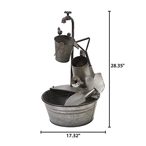 The Gerson Company Rustic Unique Spigot Gardening Tool Water Fountain Yard Art Garden Decor