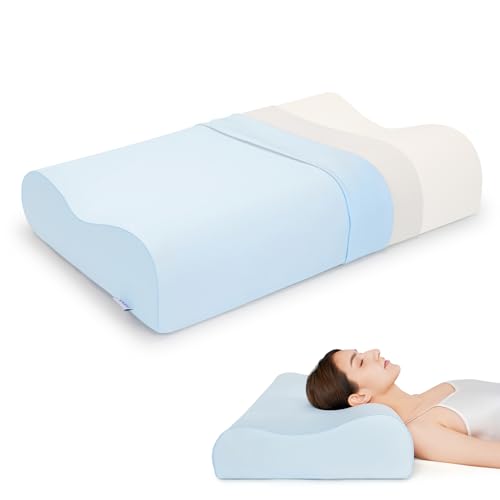 SPUER Memory Foam Bed Pillows for Side Sleepers Contouring Pillow with Soft & Supportive and Breathable Cover for Sleeping Standard Size