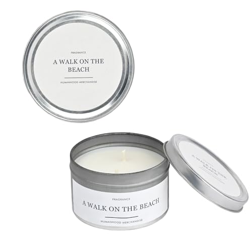 A Walk On The Beach Candle - Pure Soy Wax - 150g - Ocean Breeze Fragrance Calming and Soothing Desk Essential - Naval Blue