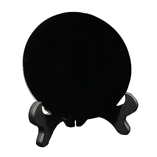 SECRET DESIRE Black Obsidian Disc Obsidian Scrying Mirror for Meditation Home Office Decor Diameter 15Cm