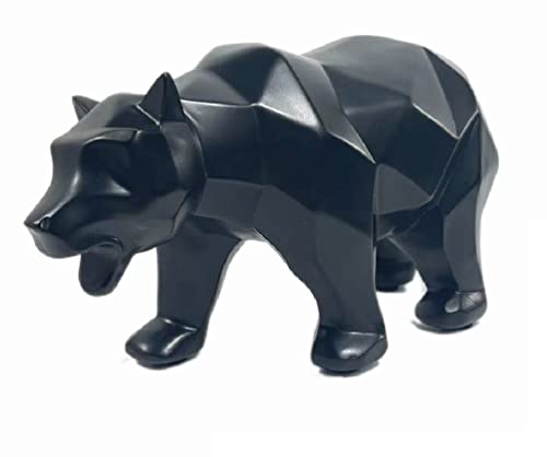 Abstract Sculptures Home Decor Animal Figurines Geometric Surface Statues (Black Bear)