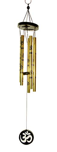 9tees Mart Vastoo Fengshui Om Wind Chime Good Sound Effect for Good Luck Health Wealth Prosperity and Happiness Aluminium Windchime (24 inch, Gold, Black)