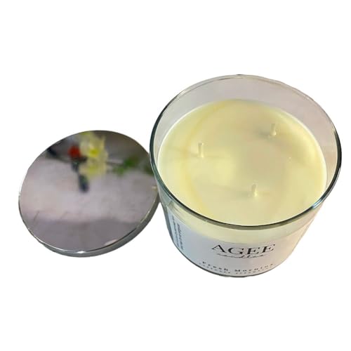 AGEE 3-Wick Scented Candle, 100% Soy Wax, Alcohol & Phthalate-Free, Clear Jar with Metal Lid, Richly Scented, 400g Net Weight, 45-Hour Burn Time (Simplicity - Vanilla)