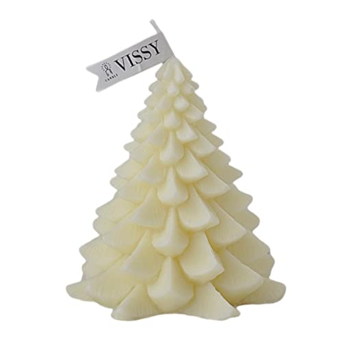 ATORSE® Christmas Tree Wax Scented Candle Creative Curve Home Decor Prop Milky White