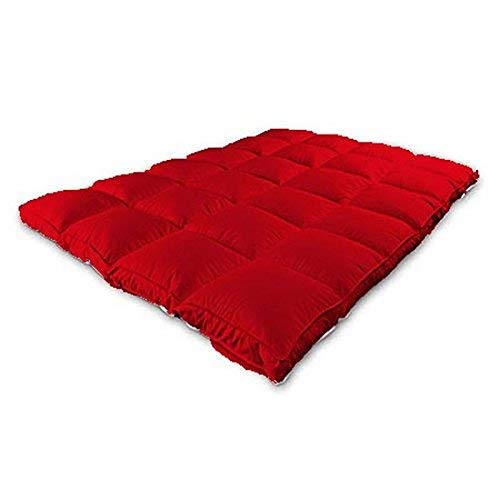 Jaipur Linen 3000 GSM Large Twin Size Bed Finest Imported Super Microfiber Soft Mattress Padding/Topper-(48 * 75in)-Red