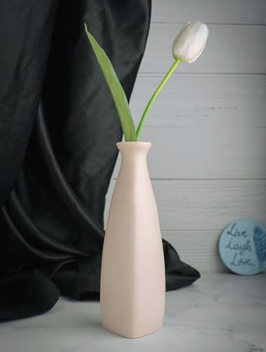 Triangular Bottle Shape Ceramic Flower Vase for Home Decor | Living Room | Office Center Table | Centerpiece Decor Item (1)