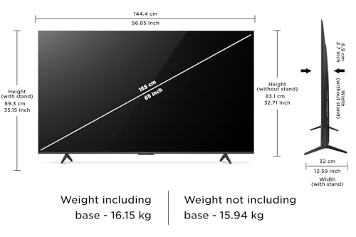 TCL 165 cm (65 inches) 4K Ultra HD Smart QLED Google TV 65P71B Pro (Black)