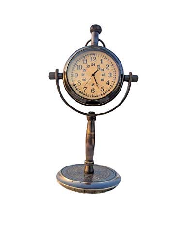 NAUTICAL COLLECTION Antique Brass Rounded Shape Table Clock for Home Study Living Room and Office Living Room Decor (Brass)