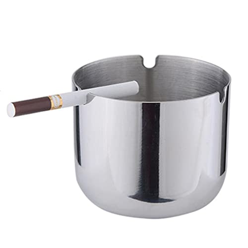 MYADDICTION Stainless Steel Ashtray Cup Home Bar KTV Round Smoke Groove Ash Tray 9cm