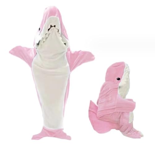 Shark Cozy Pink Shark Blanket Super Soft Flannel Hoodie Sleeping Bag for Adults & Kids (M (Medium) - 170cm)