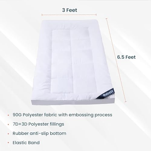 Urbane Home Mattress Topper/Padding|Mattress For Comfortable Sleep 3 x 6.5 Feet|WHITE