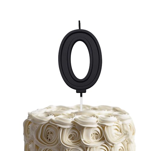 Black 0 Number Birthday Candle for Cake, 2.76 Inch Number Cake Candles for Wedding Anniversary Decoration Happy Birthday Party Celebration