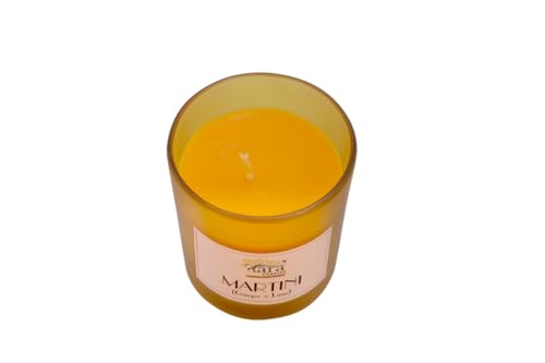 Tara Scented Candle-Spirit of India-Martini Small Container Screw lid Ginger + Lime Aromatherapy|337 g|Frosted Glass Jar with Wooden Lid|Home Décor,Gift for Her|Single Wick|Medium