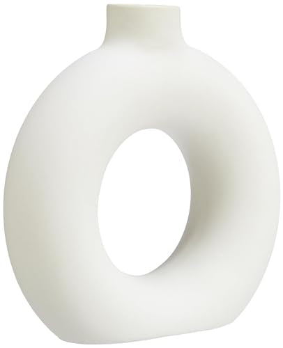 Amazon Basics Artisan Crafted Ceramic Donut Shaped Vase for Unique Home Decor Accent - Pack of 1