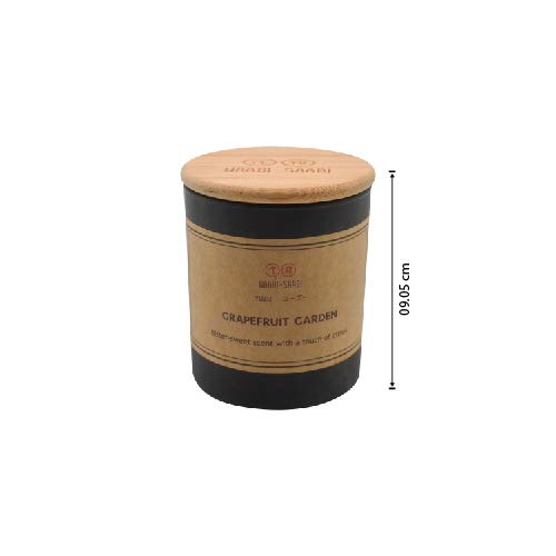 Waabi-Saabi Strong Scented Candle | Grapefruit Garden WS- 10055 | Yuzu - ユーズー| for Home Spa Office Toilets | 40 Hour Burn time | Bamboo Lid | Gifting