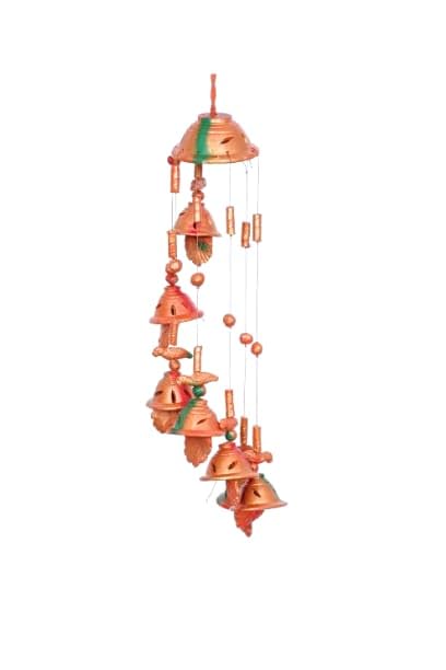 Terracotta Clay Wind Chimes Hanging Bell for Outdoor Garden Decor/Clay Melodious Sound Wind Chimes with 7 Bells