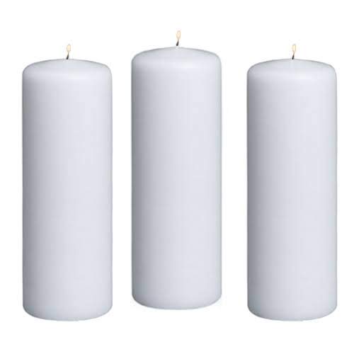 Blue Moon Creations- 2X6 Inch White Pillar Candles Non Scented / Unscented Combo Set Of 3 For Home decor, Decoration, Birthday, Spell, Ritual, Healing, Reiki, Spa, Meditation / SmokeLess/ DripLess/ OdourLess