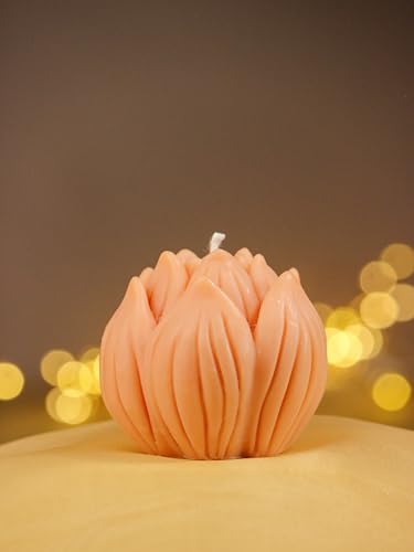 The Orby House Set of Two Floral Glow Candles - Lotus(Peach), Floral Shaped Scented Candle Unique Design, Perfect for Festival and Gifting, (Spring Fling)