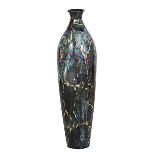 C.D Metal Unbreakable Flower Vase Black And Blue Marble