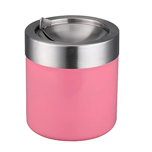 MYADDICTION Stainless Steel Ashtray Desktop Mini Trash Can Stand Holder Ash Tray Pink