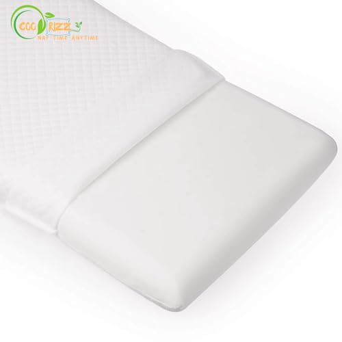 COORIZZ Orthopedic Memory Foam Ultra Slim Sleeping Bed Pillow Designed for Back, 1 Year Warranty Stomach and Side Sleeper with Premium Removable Zip White Cover,Size 58cm x 39cm x 7.5cm