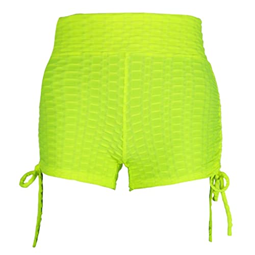 MYADDICTION Women Stretchy Butt Lifting Workout Running Yoga Shorts Fluorescent Green L Sporting Goods | Fitness Running & Yoga | Clothing & Accessories | Womens Clothing | Other Womens Fitness Cloth