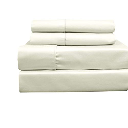 Top-Split-King, Ivory : Top-Split-King: Adjustable King Bed Sheets 4PC Solid Ivory 100% Cotton 600-Thread-Count, Deep Pocket