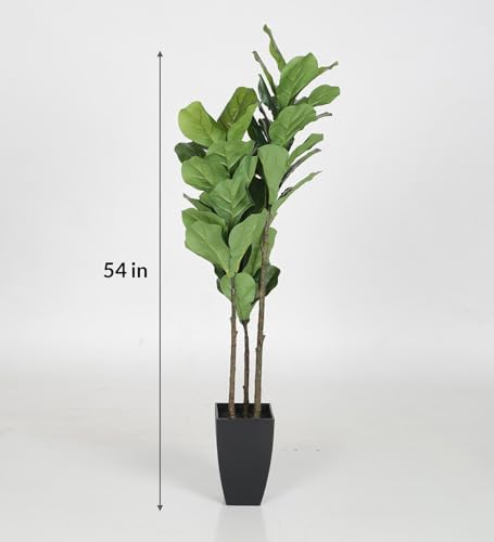 ARICKDECOR Artificial Fiddle Leaf Artificial Plants for Home Decor with Pot Green, 1 Piece 4 Feet