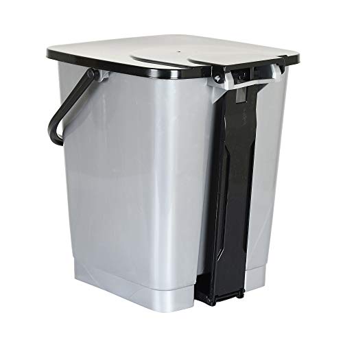 Kuber Industries Premium Plastic Pedal Dustbin 10 Ltr (Grey)-Pack of 2-KUBMART16405