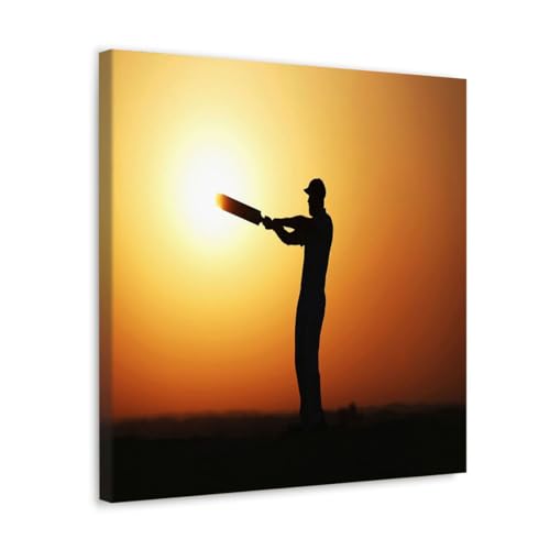 GADGETS WRAP Canvas Gallery Wrap Framed for Home Office Studio Living Room Decoration (17x17inch) - Glenn Maxwell Under Sunset