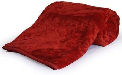 OM SHIV Unique Mink Blanket 501TC Polyester Double Bed Blanket for Winter (Maroon)