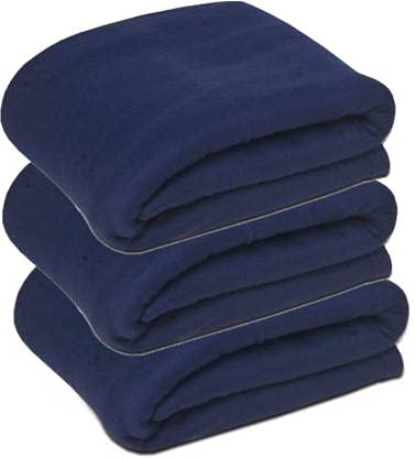 OMAJA HOME Solid Single Fleece Blanket (Polyester, Blue)- Pack of 3