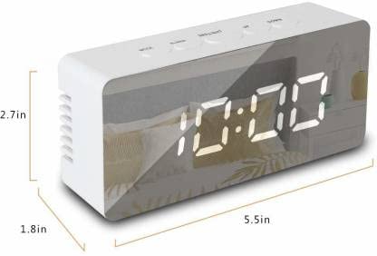 MIRROR FINISH DIGITAL CLOCK (RECTANGLE) WITH DUAL POWER OPTION