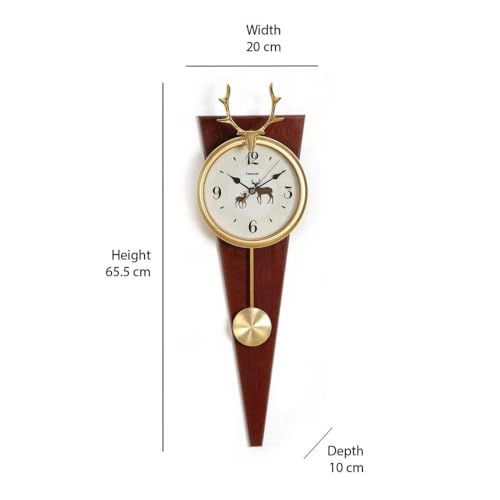 @Home by Nilkamal Stag Pendulum Wall Clock (Brown)