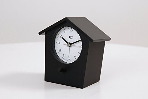 KOOKOO EarlyBird Black bird voice alarm clock with real bird voices and a three-tone gong; MDF wood cabinet; wake up in nature and with natural field recordings