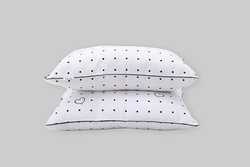 Dreamie Crazy Dot Pillow Quality Soft Polyester Cus Fiber Pillow 100% Breathable Cotton Cover Skin-Friendly, White Pillow. (Pillow 18X27)