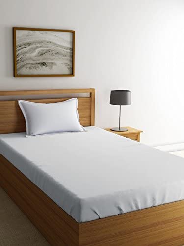 Shri Anand Creations Solid/Plain Cotton Bedsheet for Single Bed with Pillow Cover - (White)