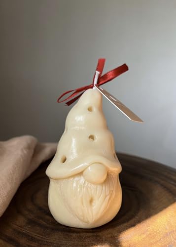 The Orby House - Festive Santa Pillar Candle (Biege/Green) Soy Wax Candle, Toxin Free & eco Friendly Decorative Candle. (Beige)