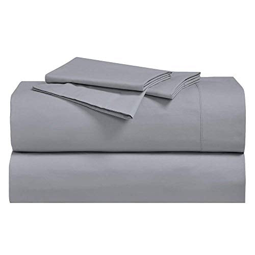 California King, Gray : Abripedic Crispy Percale Sheets, 300-Thread-Count, 4PC Solid Sheet Set, 100% Cotton, 22 Inch Super Deep Pocket, California-King, Gray