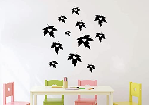 VVWV Die Cut Black Leaf Wall Stickers for Educational Kids Room School Office Living Room Study Room Home & Kitchen Decor L x H 50 x 70 Cms