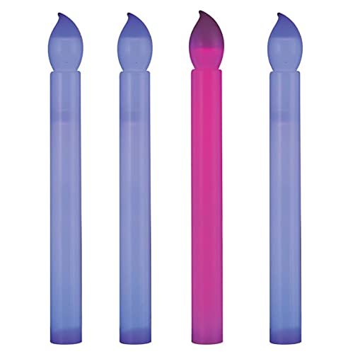 Trinity Church Supply Advent Glow Stick Candles sets Smokeless Taper Hand Poured Wax Candles Perfect for Special Occasions, 5/8 Dia. x 6 Height, Pack of 4