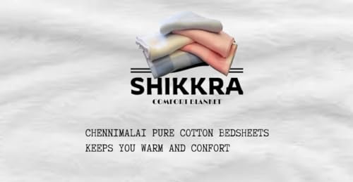 SHIKKRA CHENNIMALAI Special Quality Malar Pure Cotton Blanket | 60" X 90" Inch | Queen Size | Pack of 1 (Grey) (Red)