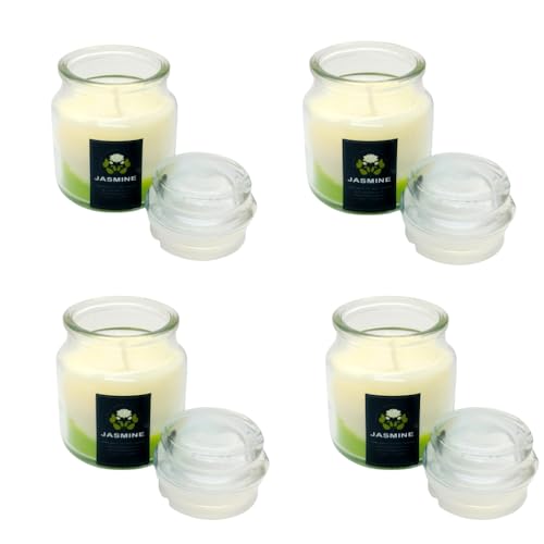 [Set of 4] RAPA's Aromatic Soy Wax Candle ||, 100 ml, 25-30 Hrs | Luxury Aroma Therapy Jar | Scented Candles for Home Decor Gift Set | Fragrance Jasmine