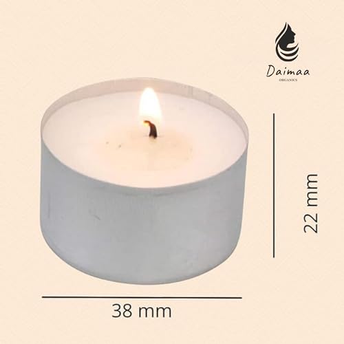 Daimaa organics Long Burning Tea Light Candles | Tealights Candles Set of 84 | Big- 22 Gram Each | Burning Time- 5-6 Hours appx | Pack of 84, Others