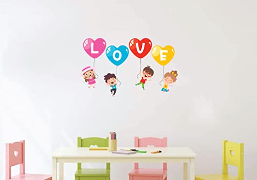 VVWV Happy Kids Wall Sticker Educational Home Decor Living Room Bedroom Play School Printed Wall Stickers L x H 70 x 40 Cms