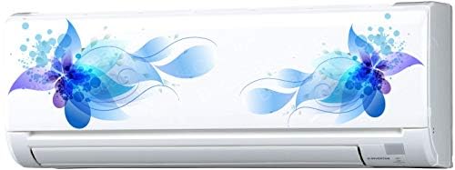 Decals Creation™ AC Sticker Floral Split Ac Stickers Air Conditioner Sticker Blue Color (Pack of 2)